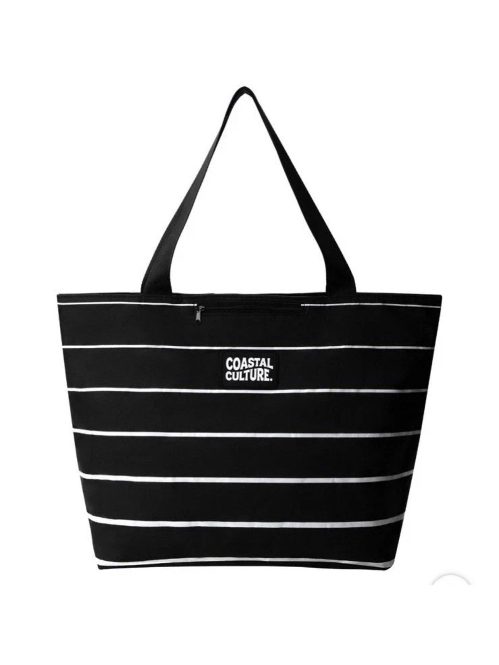Coastal Culture Everyday Tote Bag Beach Travel Zipper Pool Summer Black Stripe